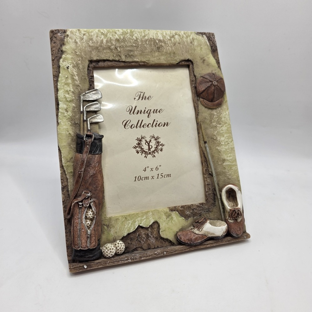 Golf Themed 4x6 Photo Frame Golfer Picture Frame Golf Clubs Hat Shoes Desk Decor